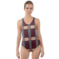 Modern Art Geometric Pattern In Red Hues Cut-out Back One Piece Swimsuit by ExtraGoodSauce