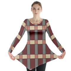 Modern Art Geometric Pattern In Red Hues Long Sleeve Tunic  by ExtraGoodSauce