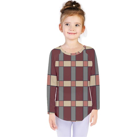 Modern Art Geometric Pattern In Red Hues Kids  Long Sleeve T-shirt by ExtraGoodSauce