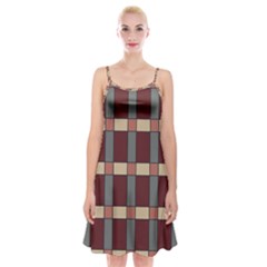 Modern Art Geometric Pattern In Red Hues Spaghetti Strap Velvet Dress