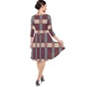 Modern Art Geometric Pattern in Red Hues Quarter Sleeve Waist Band Dress View2