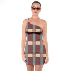 Modern Art Geometric Pattern In Red Hues One Shoulder Ring Trim Bodycon Dress by ExtraGoodSauce