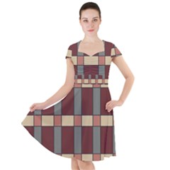 Modern Art Geometric Pattern In Red Hues Cap Sleeve Midi Dress by ExtraGoodSauce