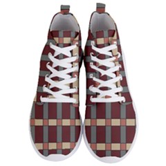 Modern Art Geometric Pattern In Red Hues Men s Lightweight High Top Sneakers by ExtraGoodSauce