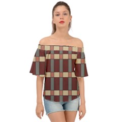 Modern Art Geometric Pattern In Red Hues Off Shoulder Short Sleeve Top by ExtraGoodSauce