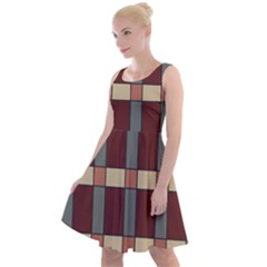 Modern Art Geometric Pattern In Red Hues Knee Length Skater Dress by ExtraGoodSauce