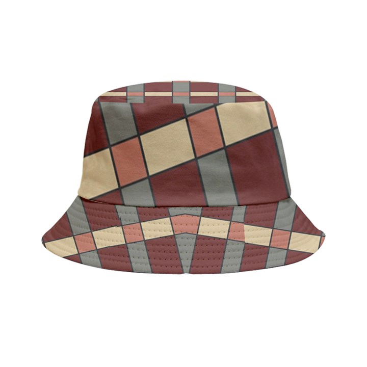 Modern Art Geometric Pattern in Red Hues Inside Out Bucket Hat