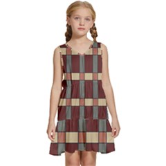 Modern Art Geometric Pattern In Red Hues Kids  Sleeveless Tiered Mini Dress by ExtraGoodSauce