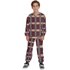 Modern Art Geometric Pattern In Red Hues Kids  Sweatshirt Set by ExtraGoodSauce