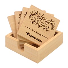 Personalized Xmas Text Family Any Text Name Bamboo Coaster Set