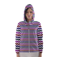 Chevron Pattern Women s Hooded Windbreaker