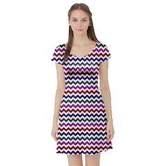 Chevron Pattern Short Sleeve Skater Dress by ytdream