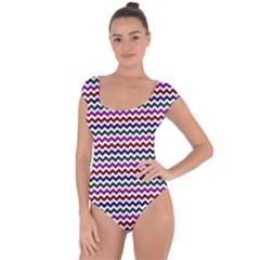 Chevron Pattern Short Sleeve Leotard  by ytdream