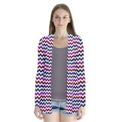 Chevron Pattern Drape Collar Cardigan