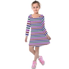 Chevron Pattern Kids  Long Sleeve Velvet Dress