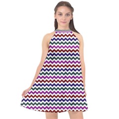 Chevron Pattern Halter Neckline Chiffon Dress  by ytdream