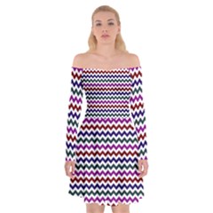 Chevron Pattern Off Shoulder Skater Dress by ytdream