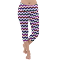 Chevron Pattern Lightweight Velour Capri Yoga Leggings by ytdream