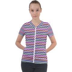 Chevron Pattern Short Sleeve Zip Up Jacket by ytdream