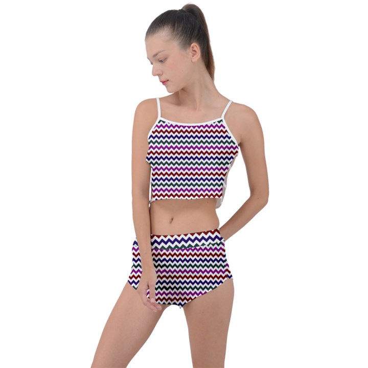 Chevron Pattern Summer Cropped Co-Ord Set