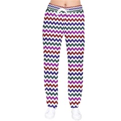 Chevron Pattern Women Velvet Drawstring Pants