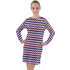 Chevron Pattern Long Sleeve Hoodie Dress by ytdream