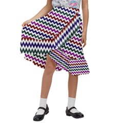 Chevron Pattern Kids  Ruffle Flared Wrap Midi Skirt by ytdream