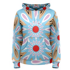 A Blue And Brown Flower With A Red Center Women s Pullover Hoodie