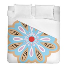 A Blue And Brown Flower With A Red Center Duvet Cover (full/ Double Size) by catchydesignhill