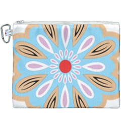 A Blue And Brown Flower With A Red Center Canvas Cosmetic Bag (xxxl) by catchydesignhill