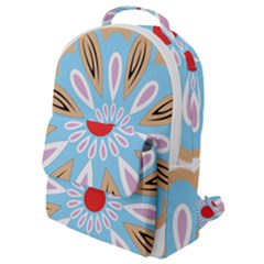 A Blue And Brown Flower With A Red Center Flap Pocket Backpack (small) by catchydesignhill