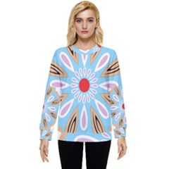 A Blue And Brown Flower With A Red Center Hidden Pocket Sweatshirt