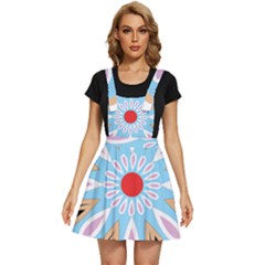 A Blue And Brown Flower With A Red Center Apron Dress