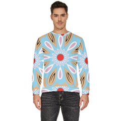 A Blue And Brown Flower With A Red Center Men s Fleece Sweatshirt