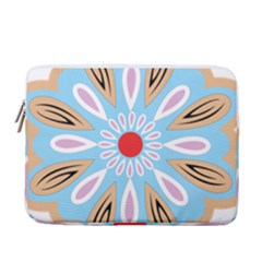 A Blue And Brown Flower With A Red Center 13  Vertical Laptop Sleeve Case With Pocket by catchydesignhill