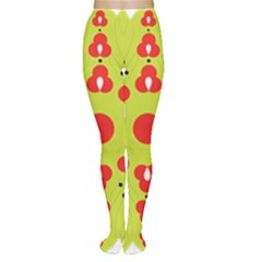 A Green And Red Flower With Black Dots Tights