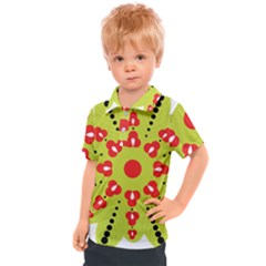 A Green And Red Flower With Black Dots Kids  Polo T-shirt