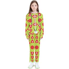 A Green And Red Flower With Black Dots Kids  Tracksuit by catchydesignhill