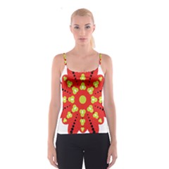 A Red And Yellow Flower With Black Dots Spaghetti Strap Top by catchydesignhill