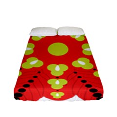 A Red And Yellow Flower With Black Dots Fitted Sheet (full/ Double Size) by catchydesignhill