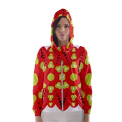 A Red And Yellow Flower With Black Dots Women s Hooded Windbreaker