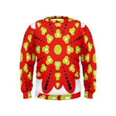 A Red And Yellow Flower With Black Dots Kids  Sweatshirt