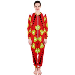 A Red And Yellow Flower With Black Dots Onepiece Jumpsuit (ladies)