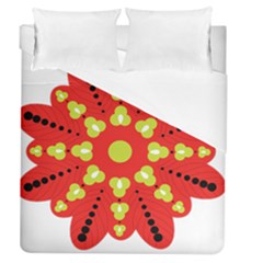 A Red And Yellow Flower With Black Dots Duvet Cover (queen Size) by catchydesignhill