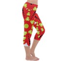 A Red And Yellow Flower With Black Dots Capri Yoga Leggings View3