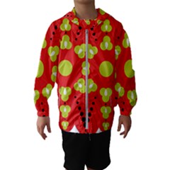 A Red And Yellow Flower With Black Dots Kids  Hooded Windbreaker