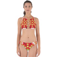 A Red And Yellow Flower With Black Dots Perfectly Cut Out Bikini Set by catchydesignhill