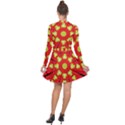 A Red And Yellow Flower With Black Dots Long Sleeve Panel Dress View2