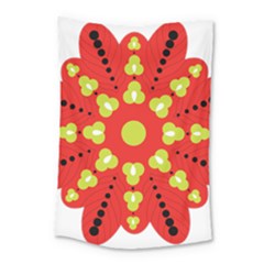 A Red And Yellow Flower With Black Dots Small Tapestry