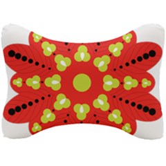 A Red And Yellow Flower With Black Dots Seat Head Rest Cushion by catchydesignhill